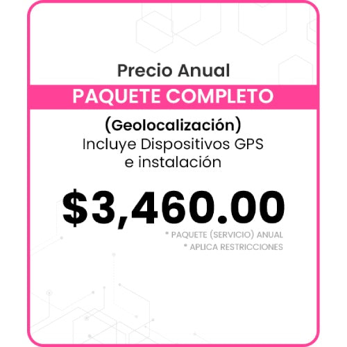 Paquete completo GPS - Precio Anual / Incluye Dispositivos GPS e Instalación