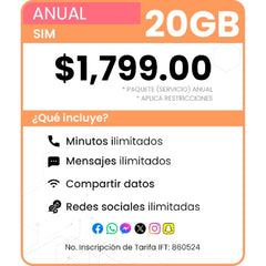 SIM Paquete Anual 20 GB