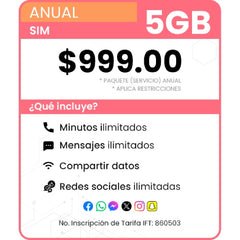 SIM Paquete Anual 5 GB