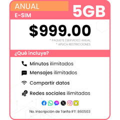 eSIM Paqueta Anual 5GB