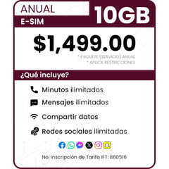 eSIM Paquete anual 10 GB